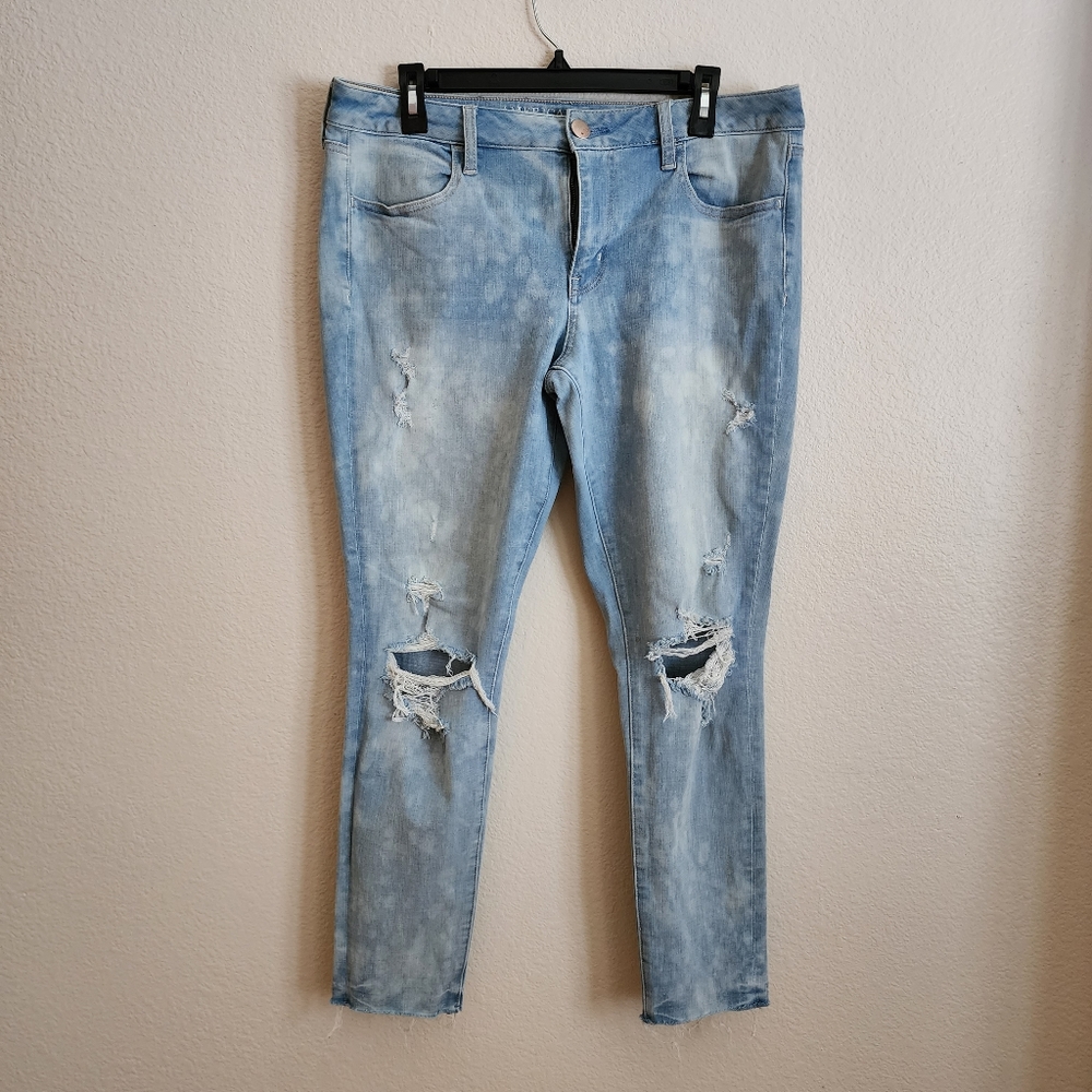 American Eagle AEO Super Stretch Jeggings Size 14 Acid Bleach Wash